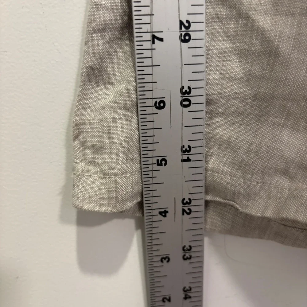 Denim Co. Mens 38x32 100% Linen Slim Fit Pants‎ Beige Flat Front Trousers